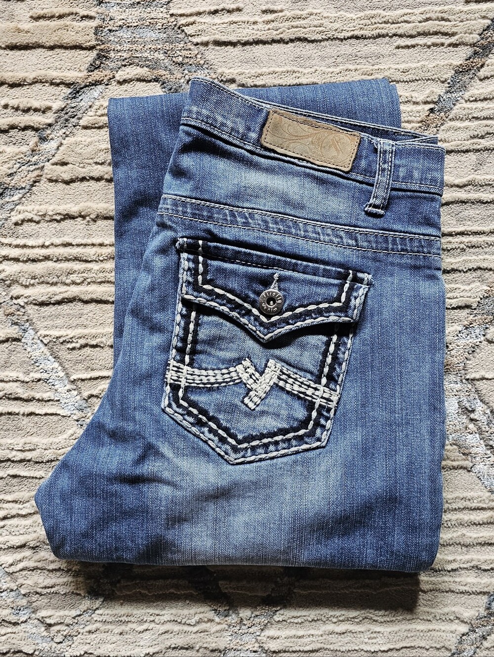 Firefly Women’s Blue Denim Jeans with Embroidered Flap Back Pockets